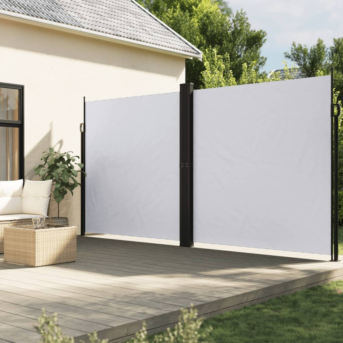 White Vidaxl Retractable Side Awning 200X1000 Cm