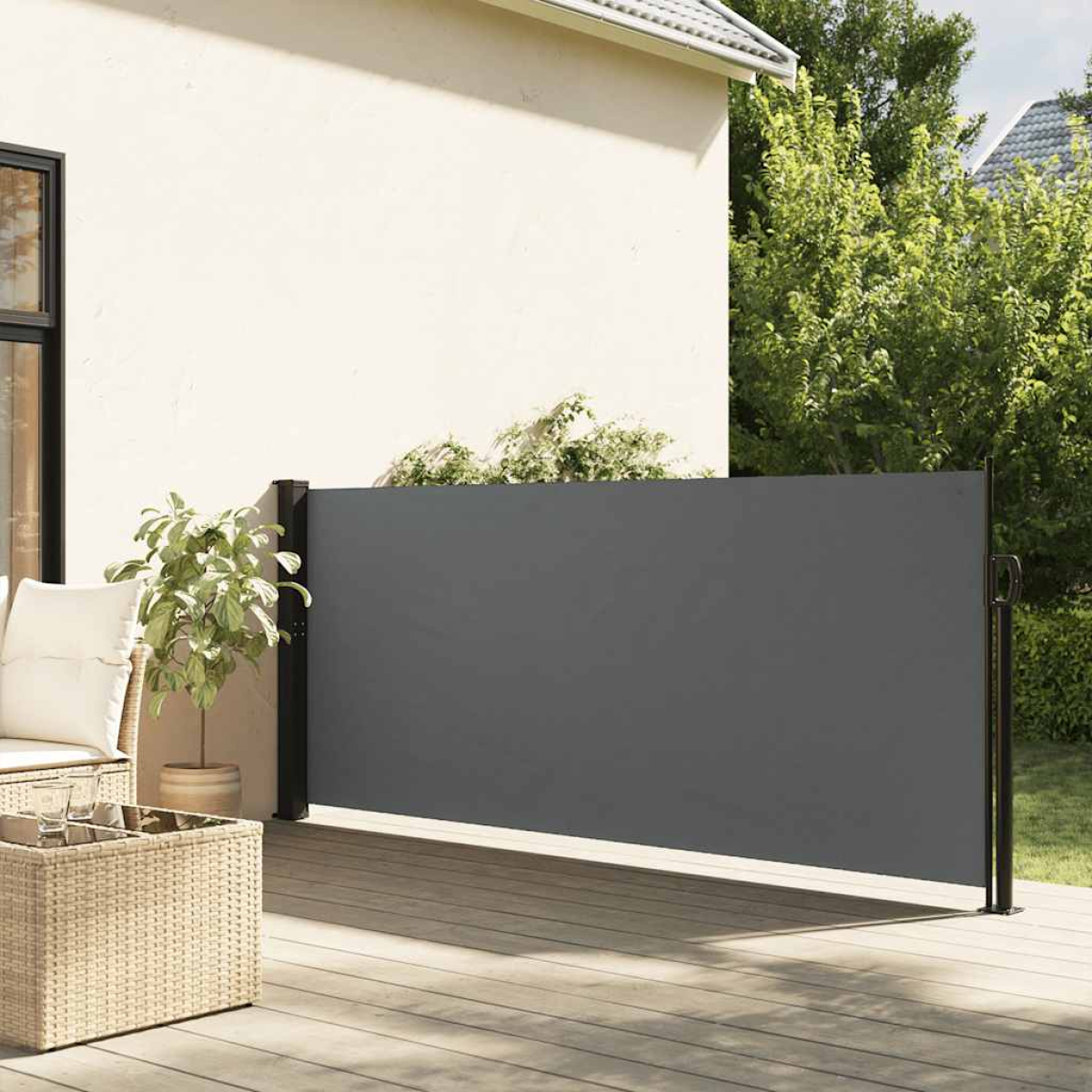 Anthracite Vidaxl Retractable Side Awning 140X300 Cm