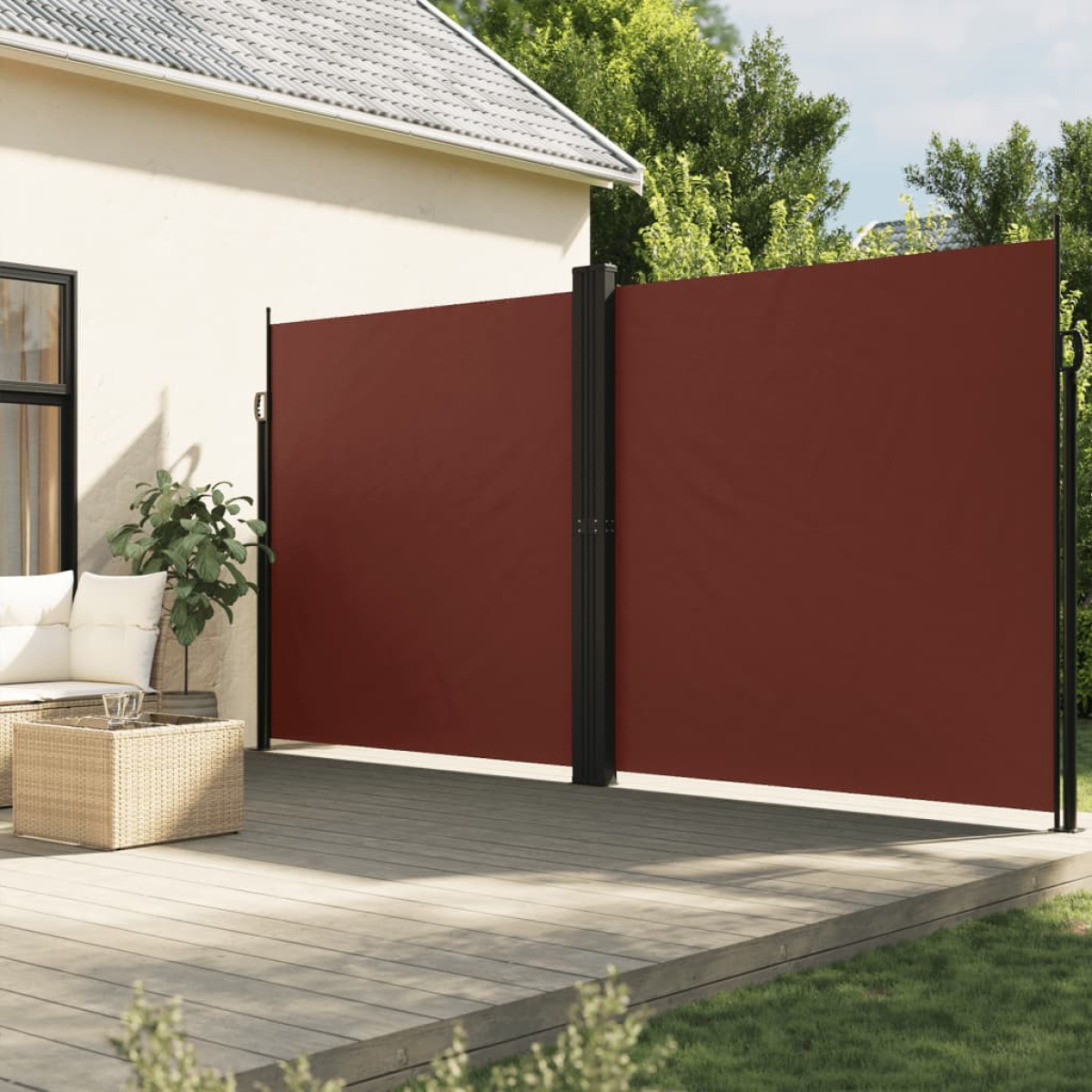 Brown Vidaxl Retractable Side Awning 200X1000 Cm