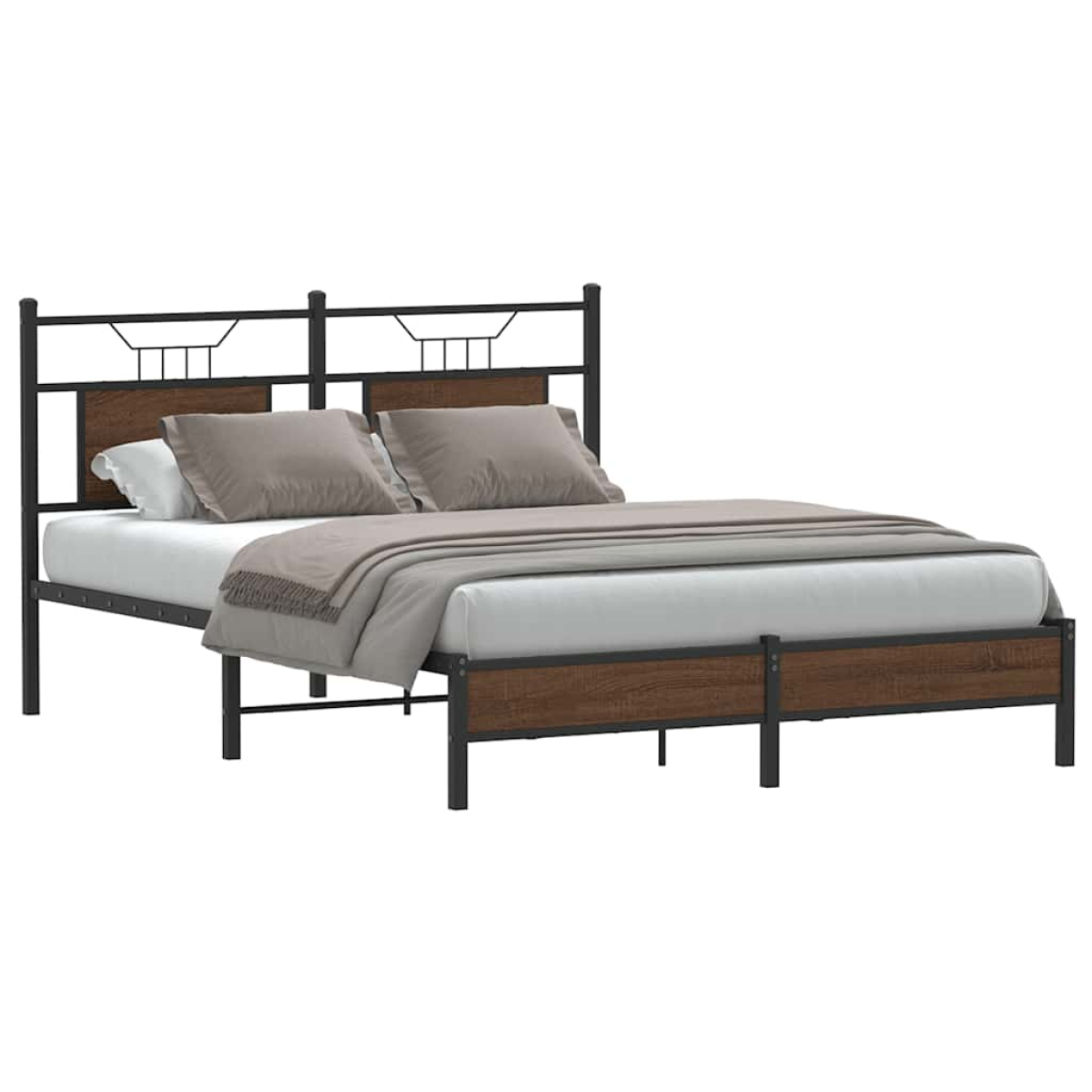 Brown Vidaxl Bed Frame Without Mattress Oak 150X200 Cm King Size Engineered Wood