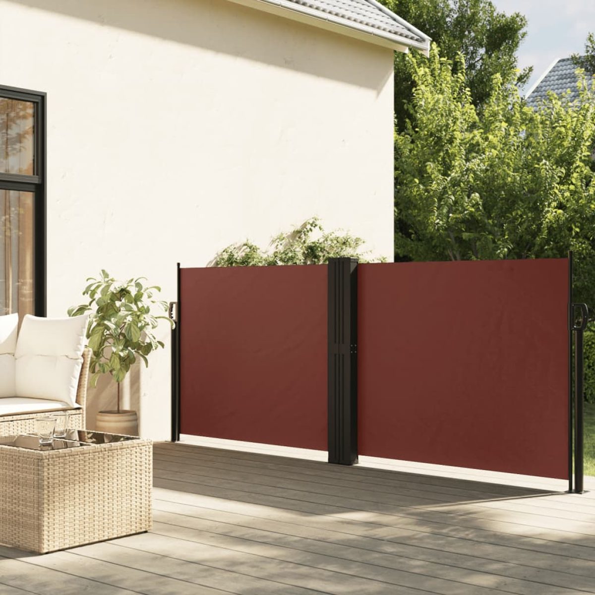 Brown Vidaxl Retractable Side Awning 100X1000 Cm
