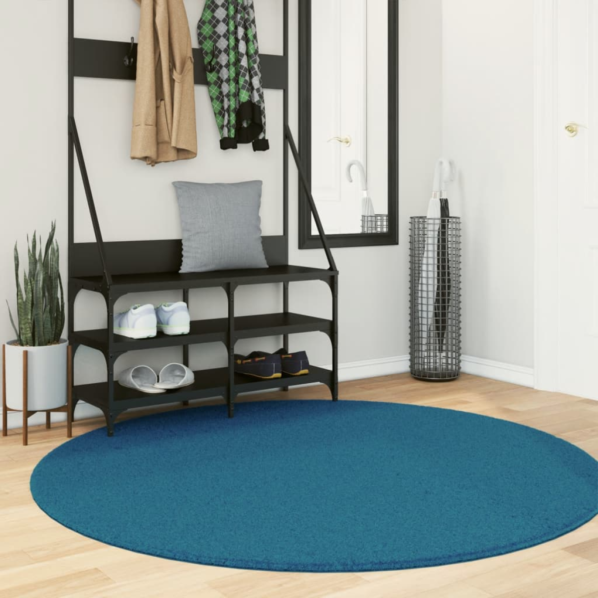 Vidaxl Turquoise Rug Oviedo Short Pile Ø 160 Cm