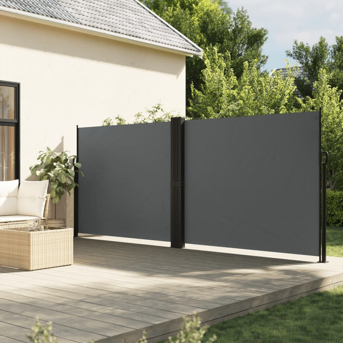 Anthracite Vidaxl Retractable Side Awning 160X1200 Cm