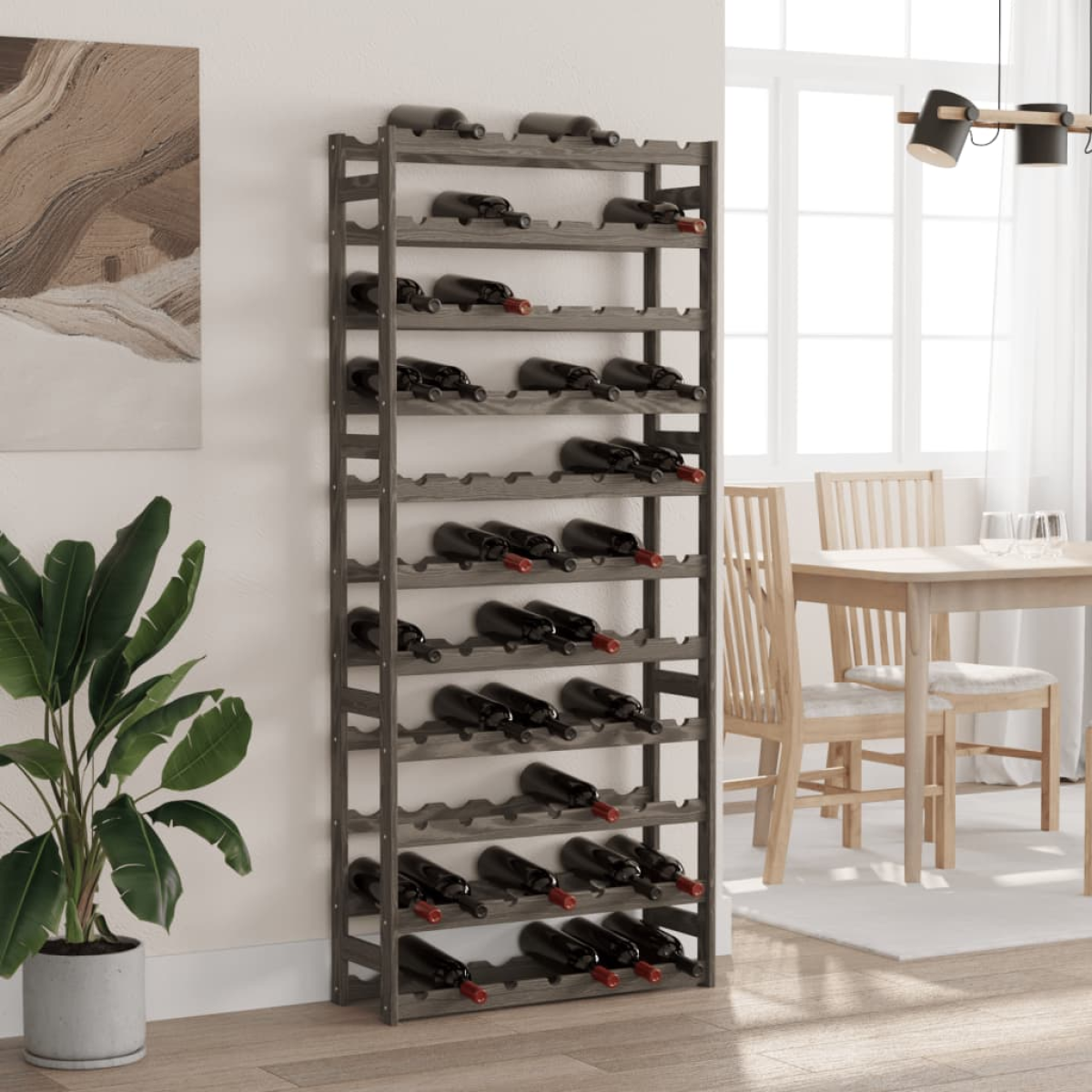 Grey Vidaxl Wine Rack For 77 Bottles Solid Wood Pine