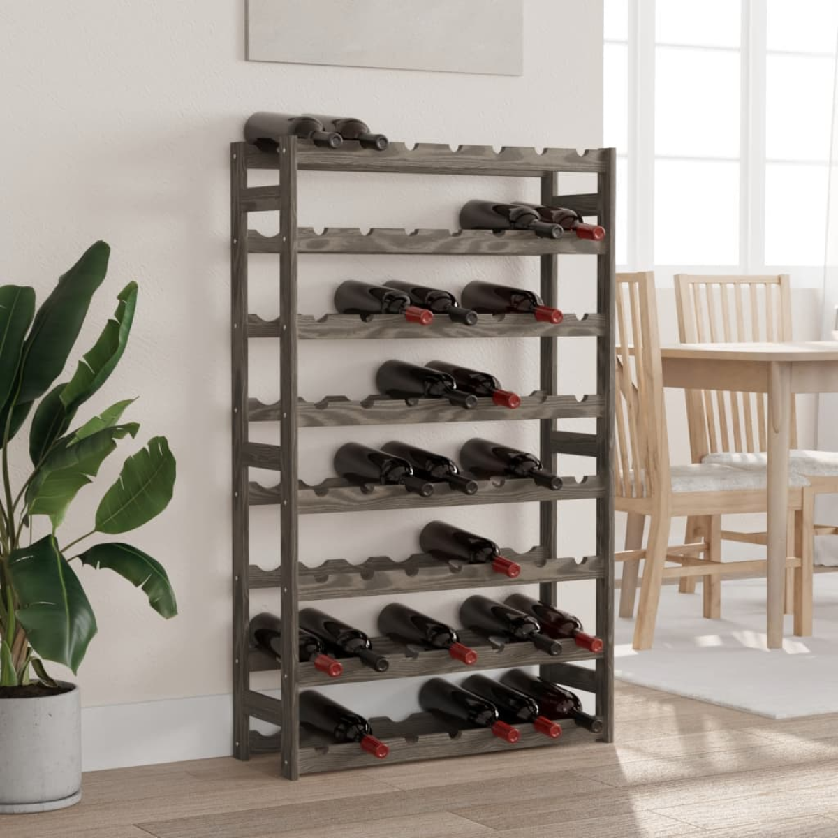 Grey Vidaxl Wine Rack For 56 Bottles Solid Wood Pine