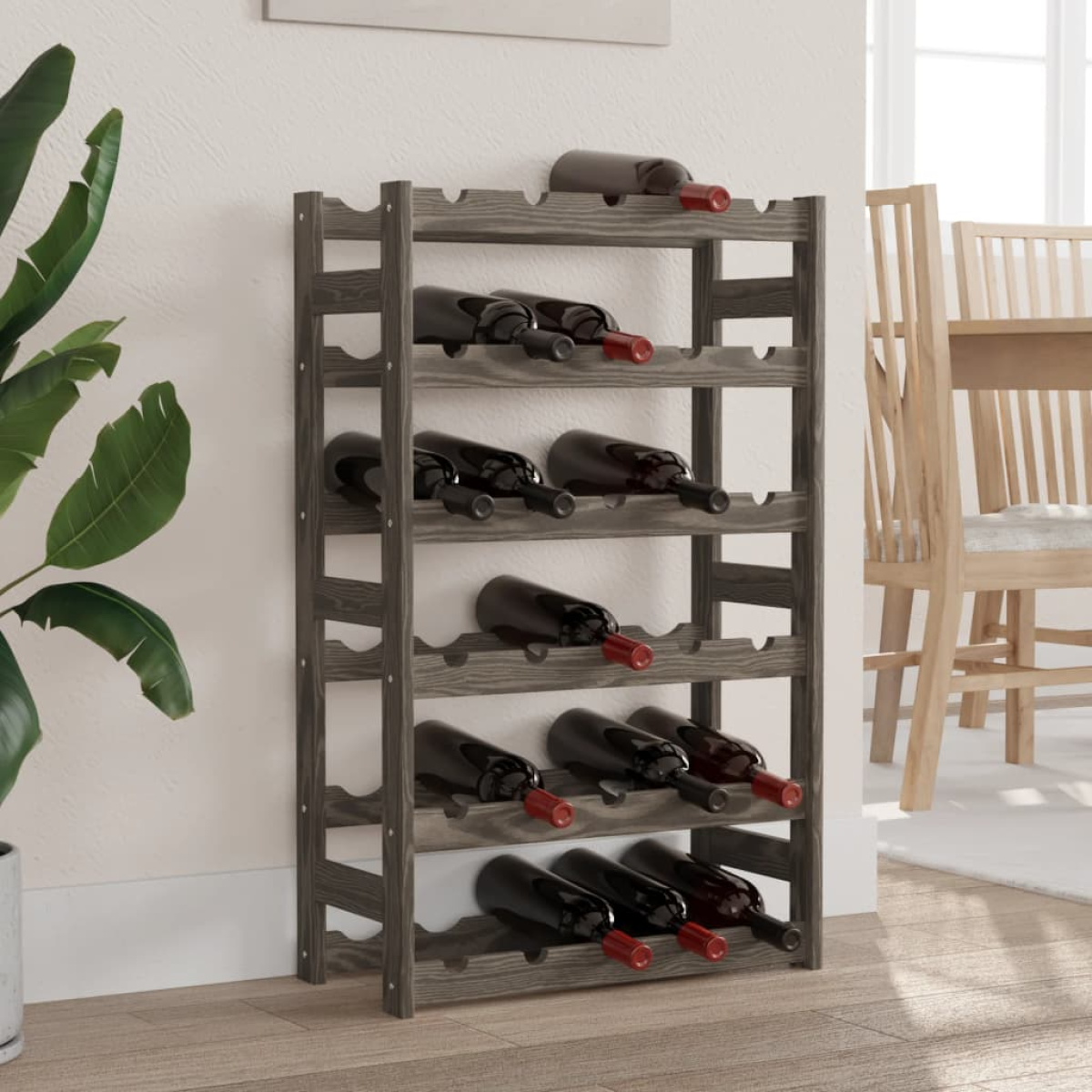 Grey Vidaxl Wine Rack For 30 Bottles Solid Wood Pine