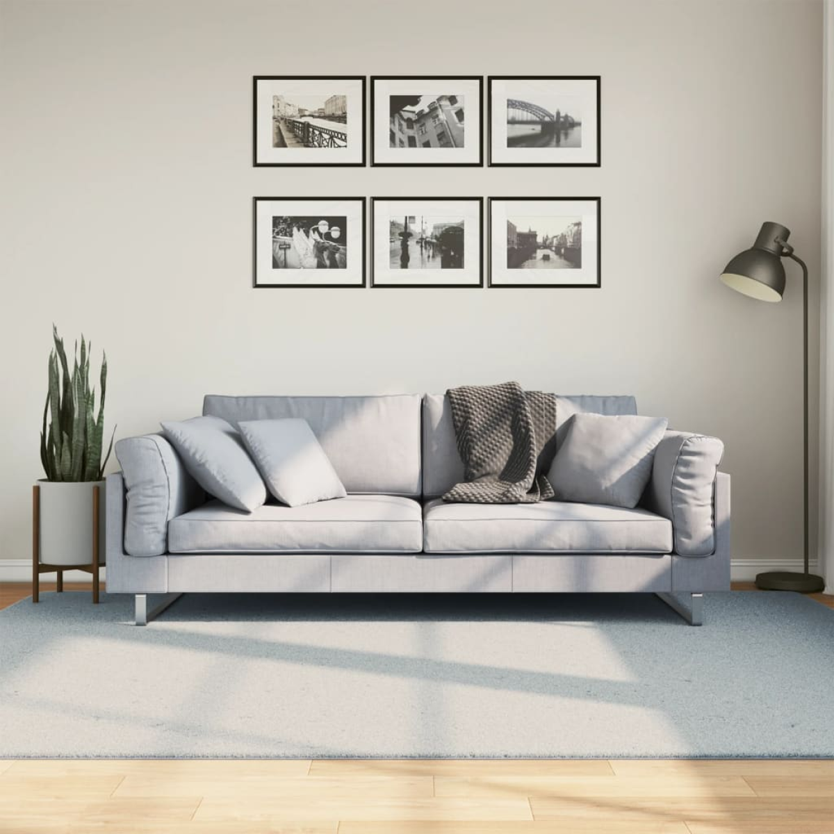 Blue Vidaxl Rug Huarte Short Pile Soft And Washable 160X230 Cm