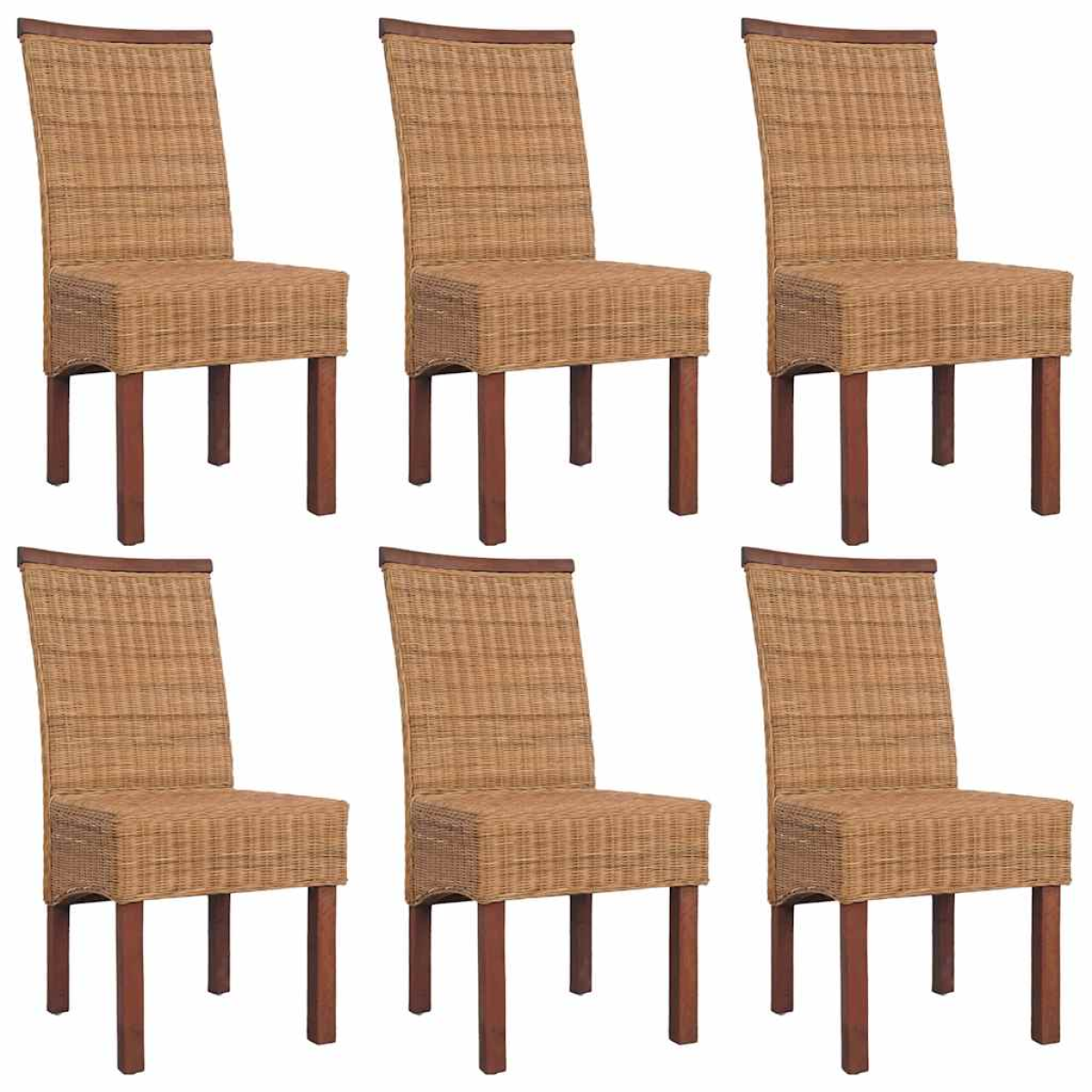 Brown Vidaxl Dining Chairs 6 Pcs Natural Rattan
