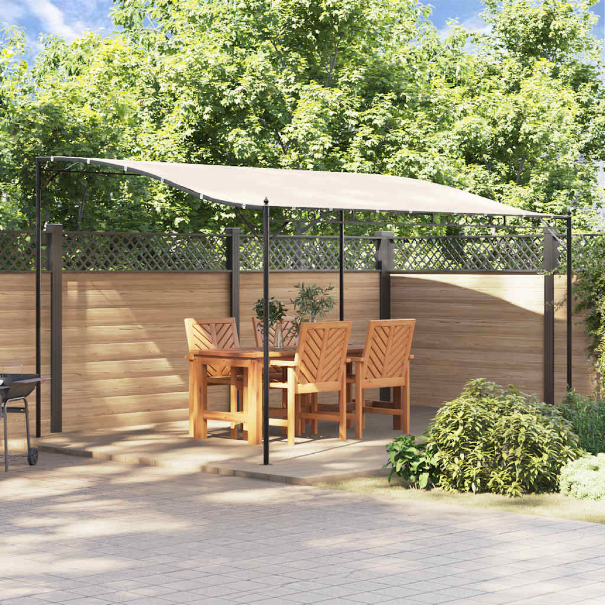 Cream Vidaxl Canopy 4X3 M 180 G/M² Fabric And Steel
