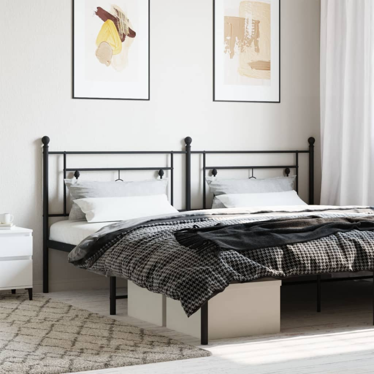 Black Vidaxl Metal Headboard 193 Cm