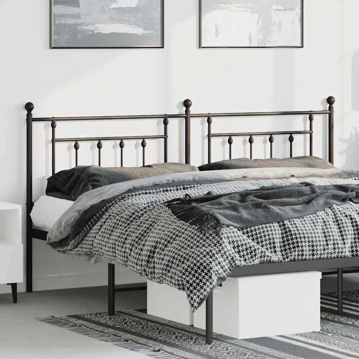 Black Vidaxl Metal Headboard 193 Cm