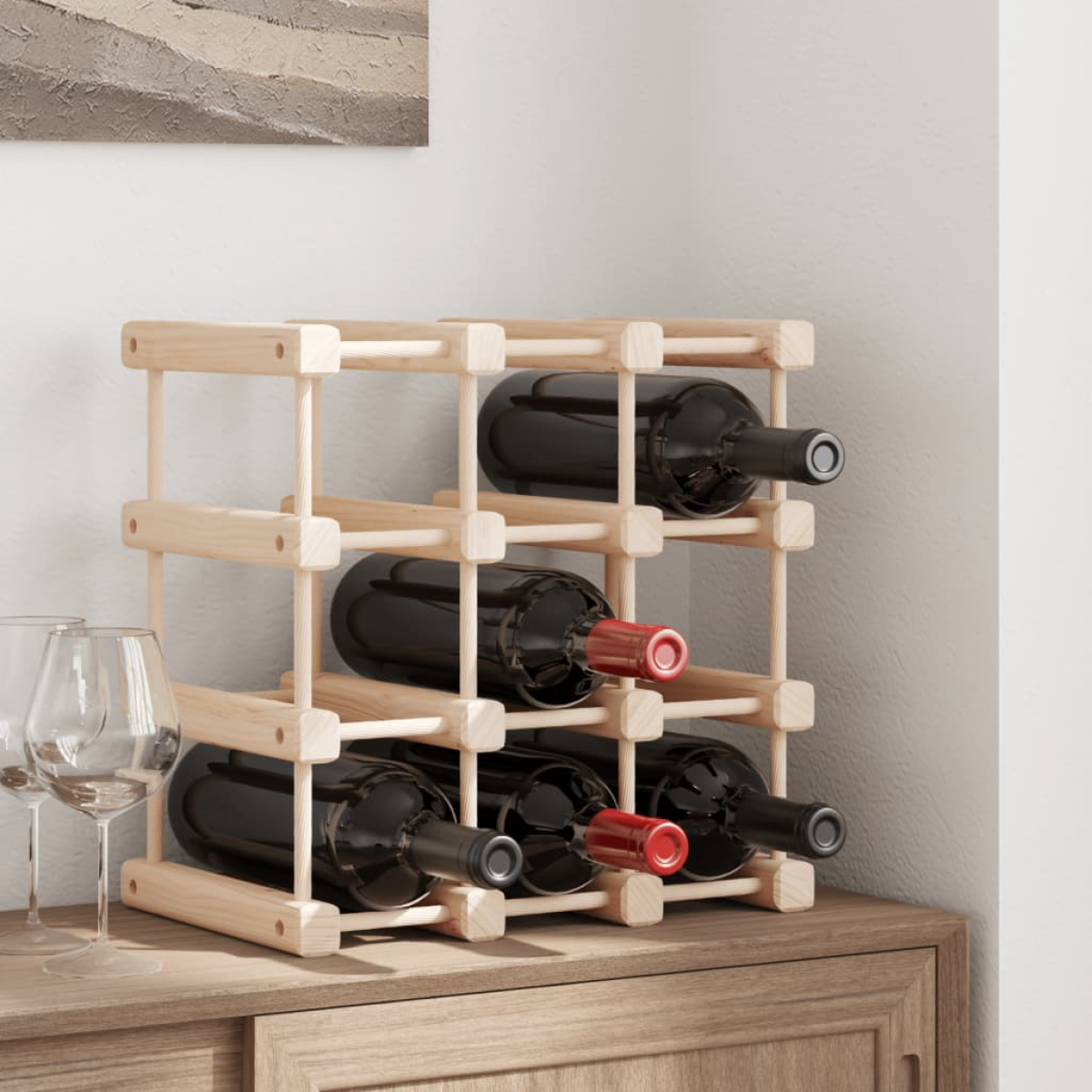 Grain Vidaxl Wine Rack For 12 Bottles 36X23x36 Cm Solid Wood Pine