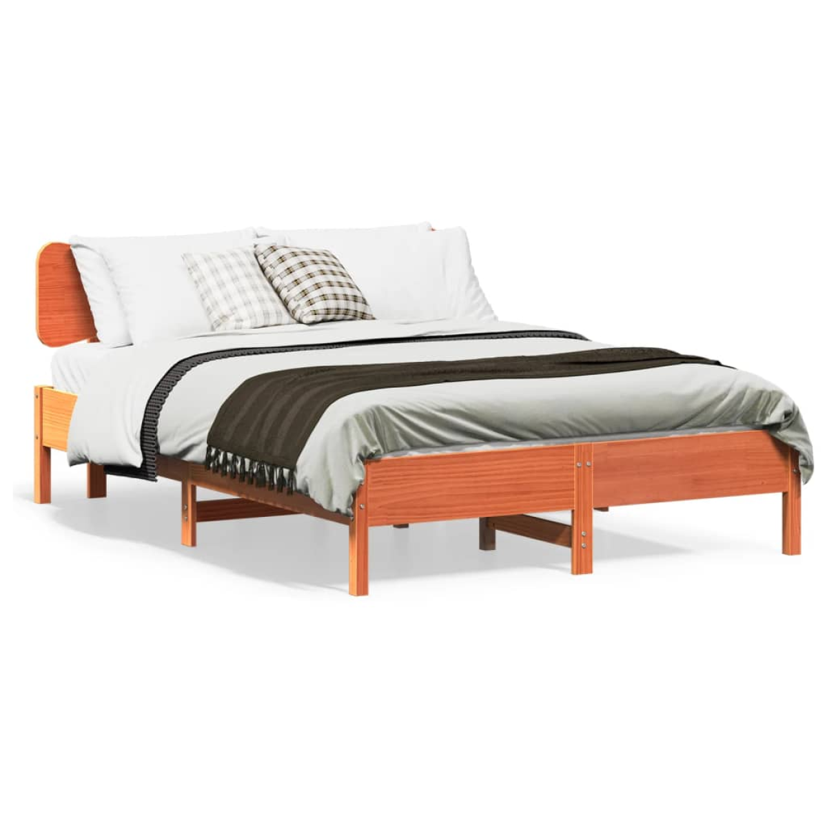 Brown Vidaxl Bed Frame Without Mattress Wax 140X190 Cm Solid Wood Pine