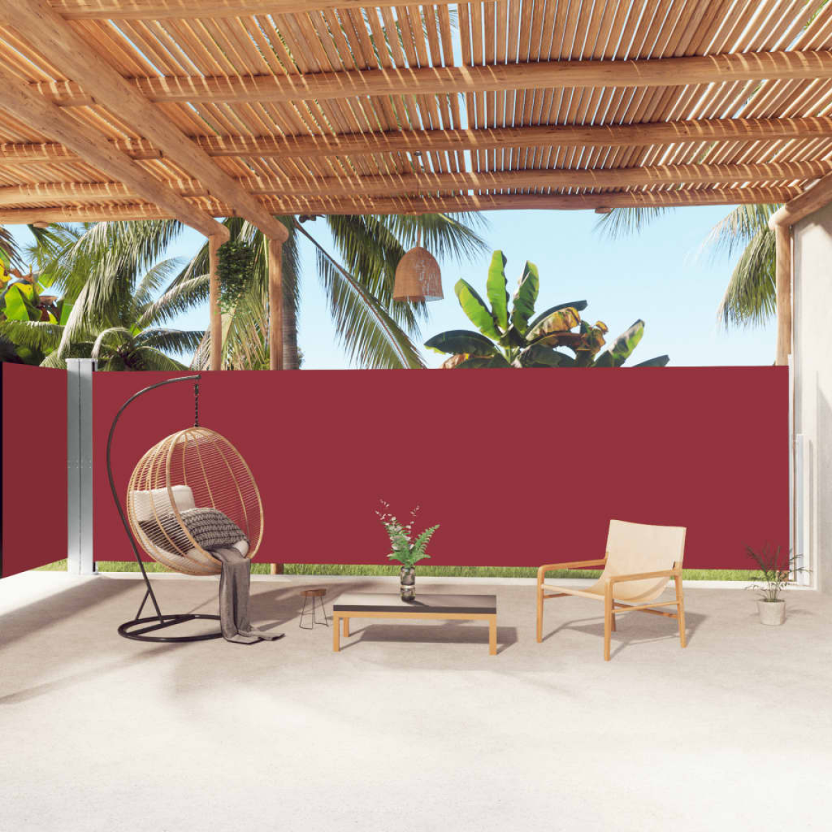 Red Vidaxl Retractable Side Awning 180X1000 Cm