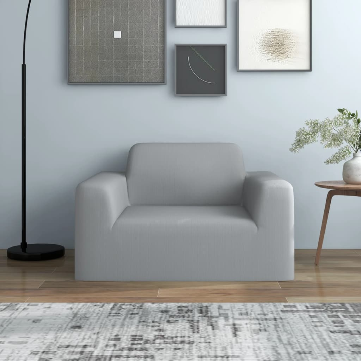 Photos - Furniture Cover VidaXL Stretch Couch Slipcover Grey Polyester Jersey