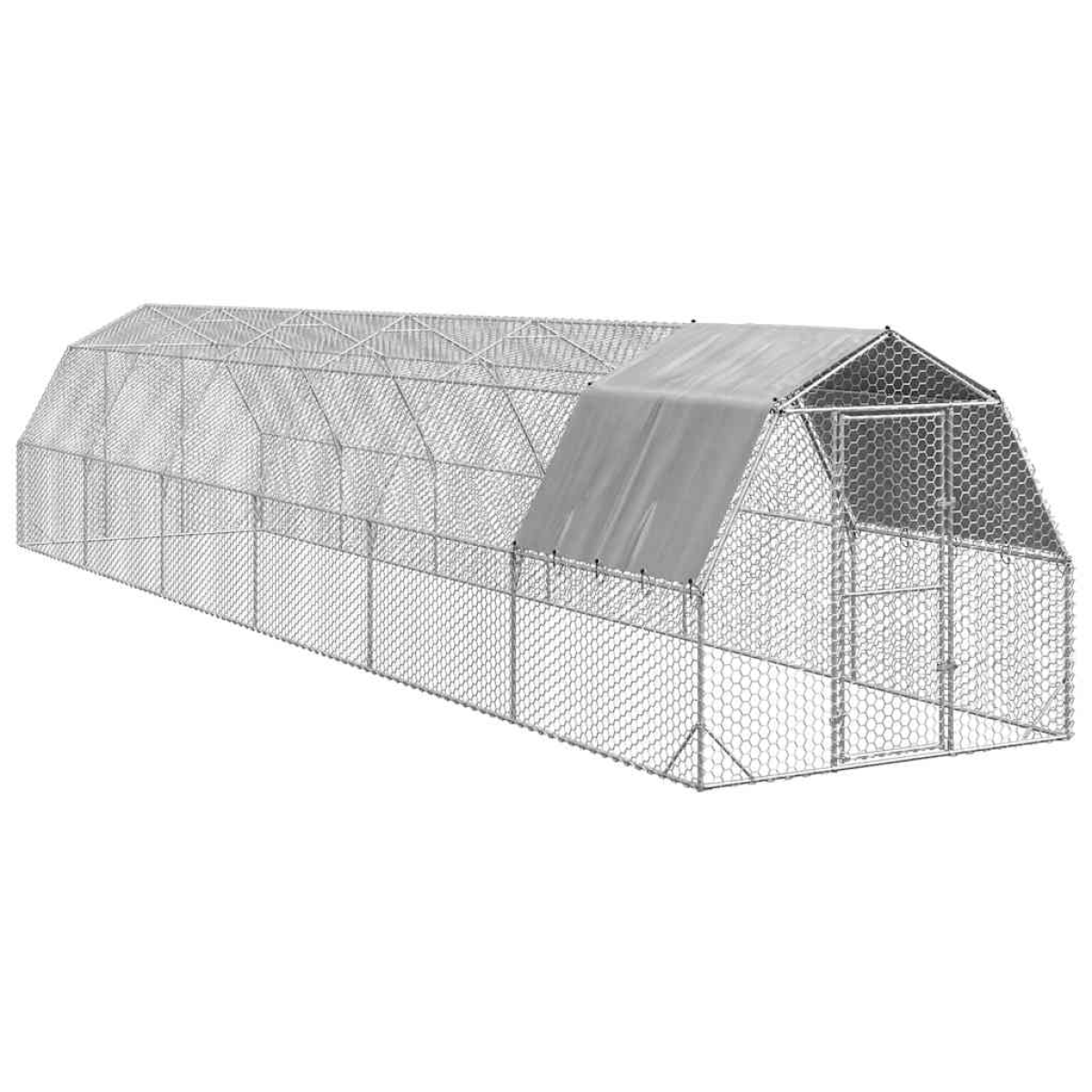 vidaXL Chicken Run with Roof 2.5x12x2.25 m Galvanised Steel