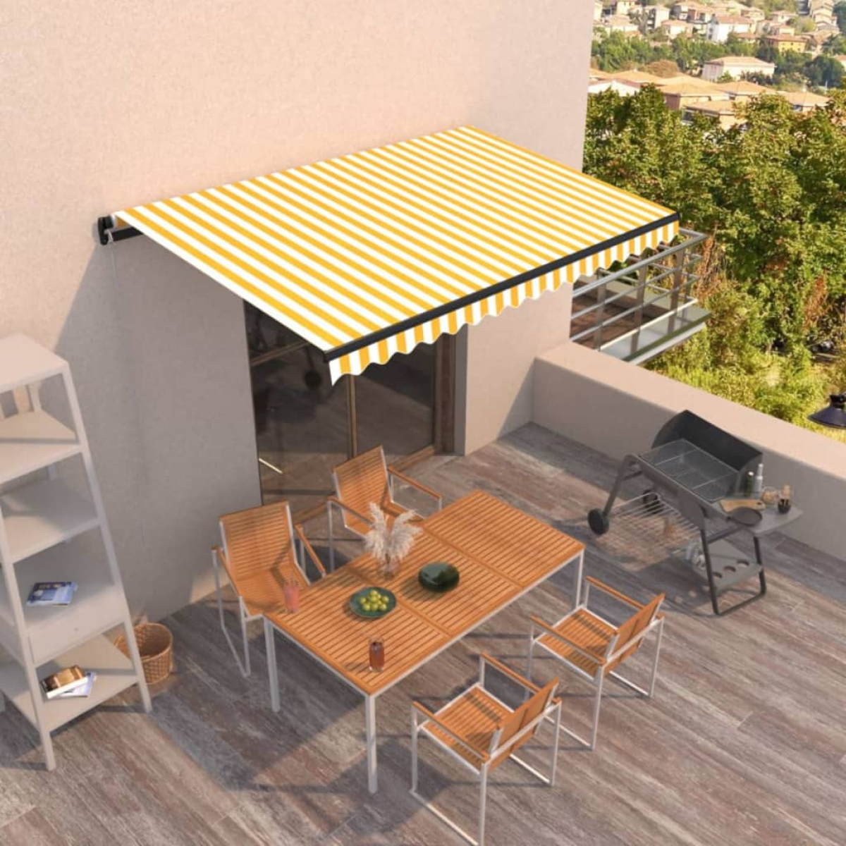 Yellow/White Vidaxl Manual Retractable Awning 400X350 Cm And