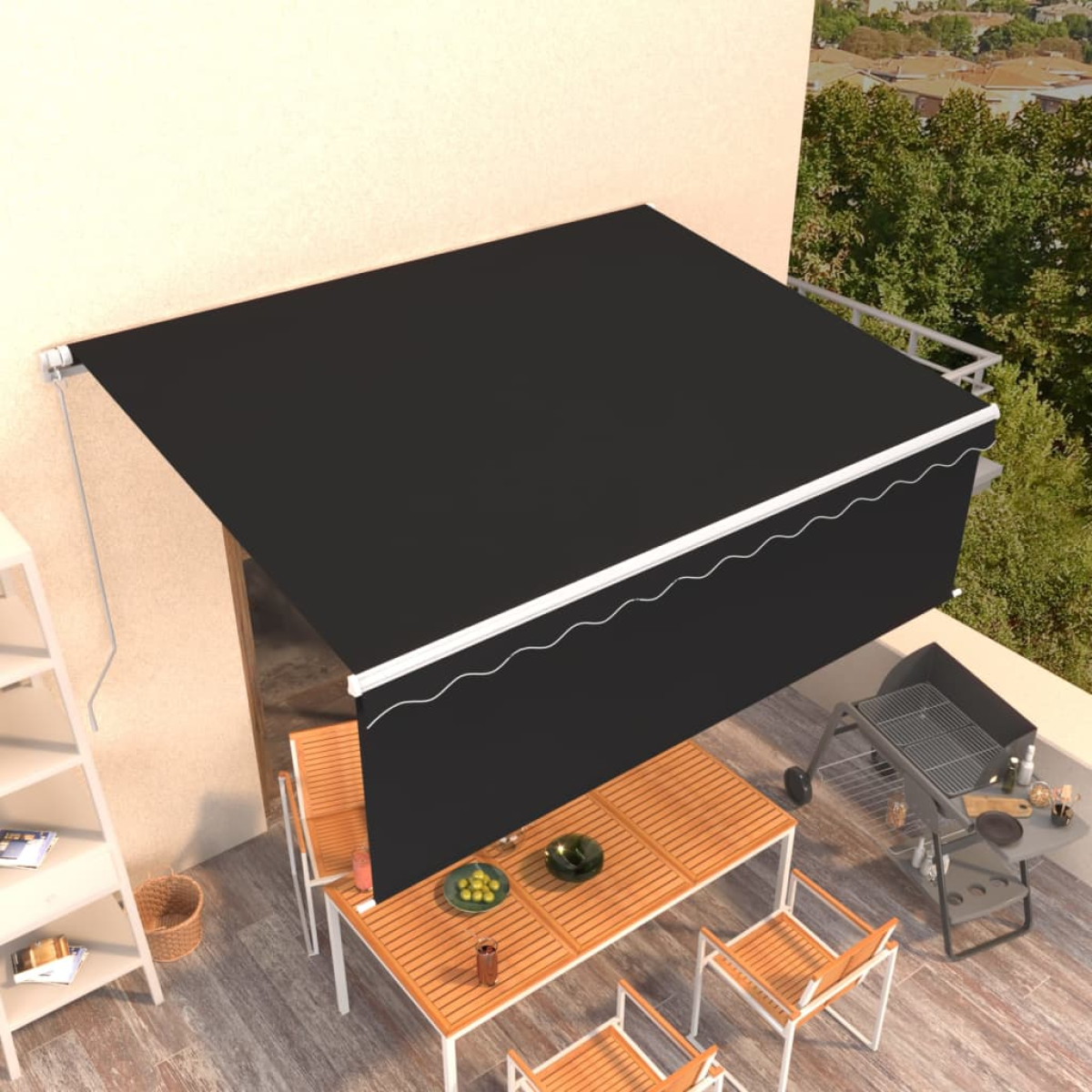 Anthracite Vidaxl Manual Retractable Awning With Blind 4X3m
