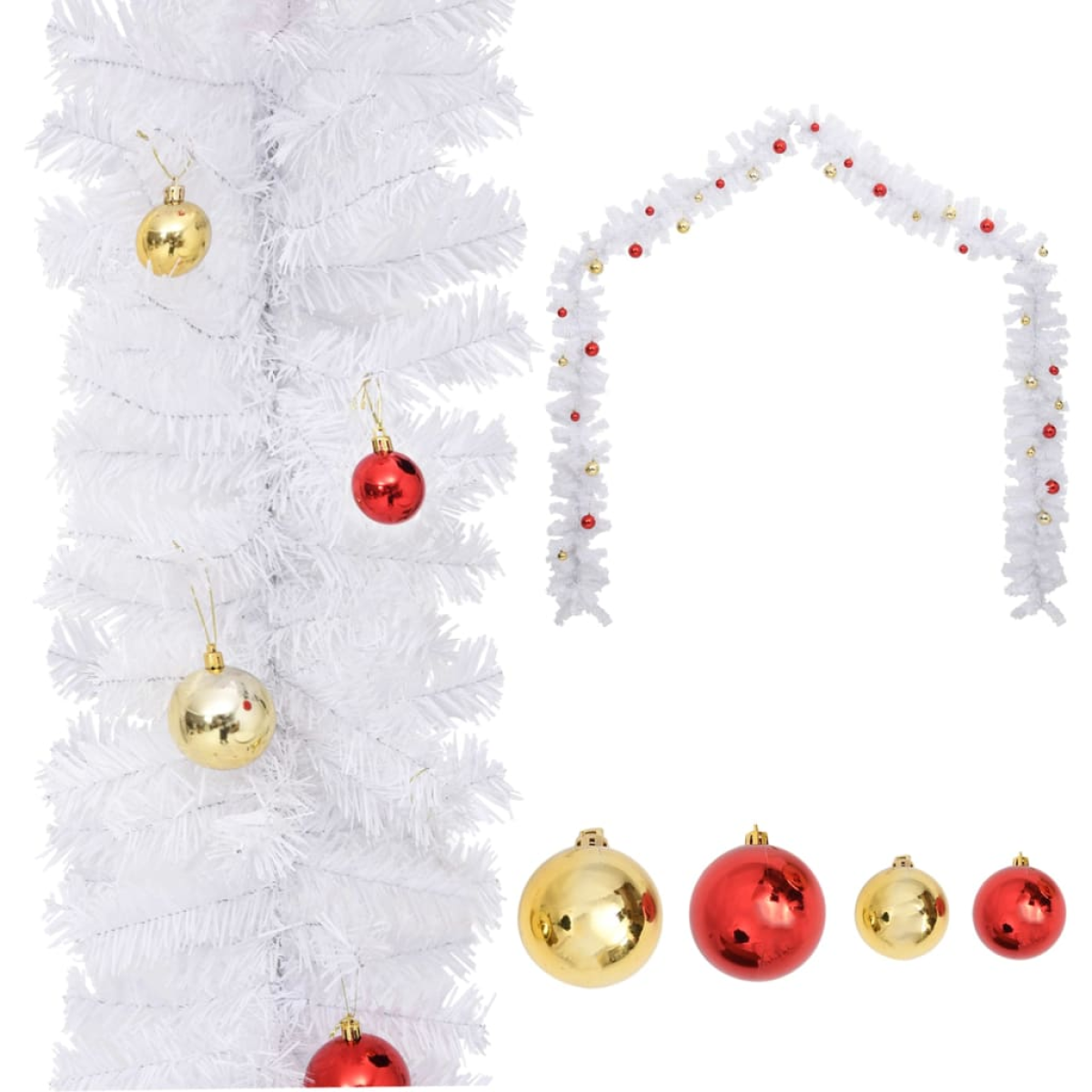 White Vidaxl Christmas Garland Decorated With Baubles 5 M