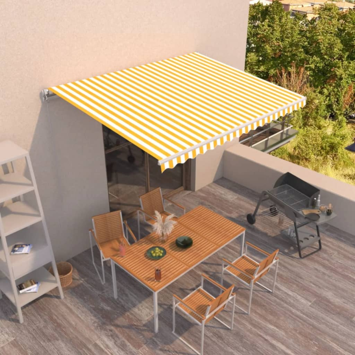 Yellow/White Vidaxl Manual Retractable Awning 400X350 Cm And