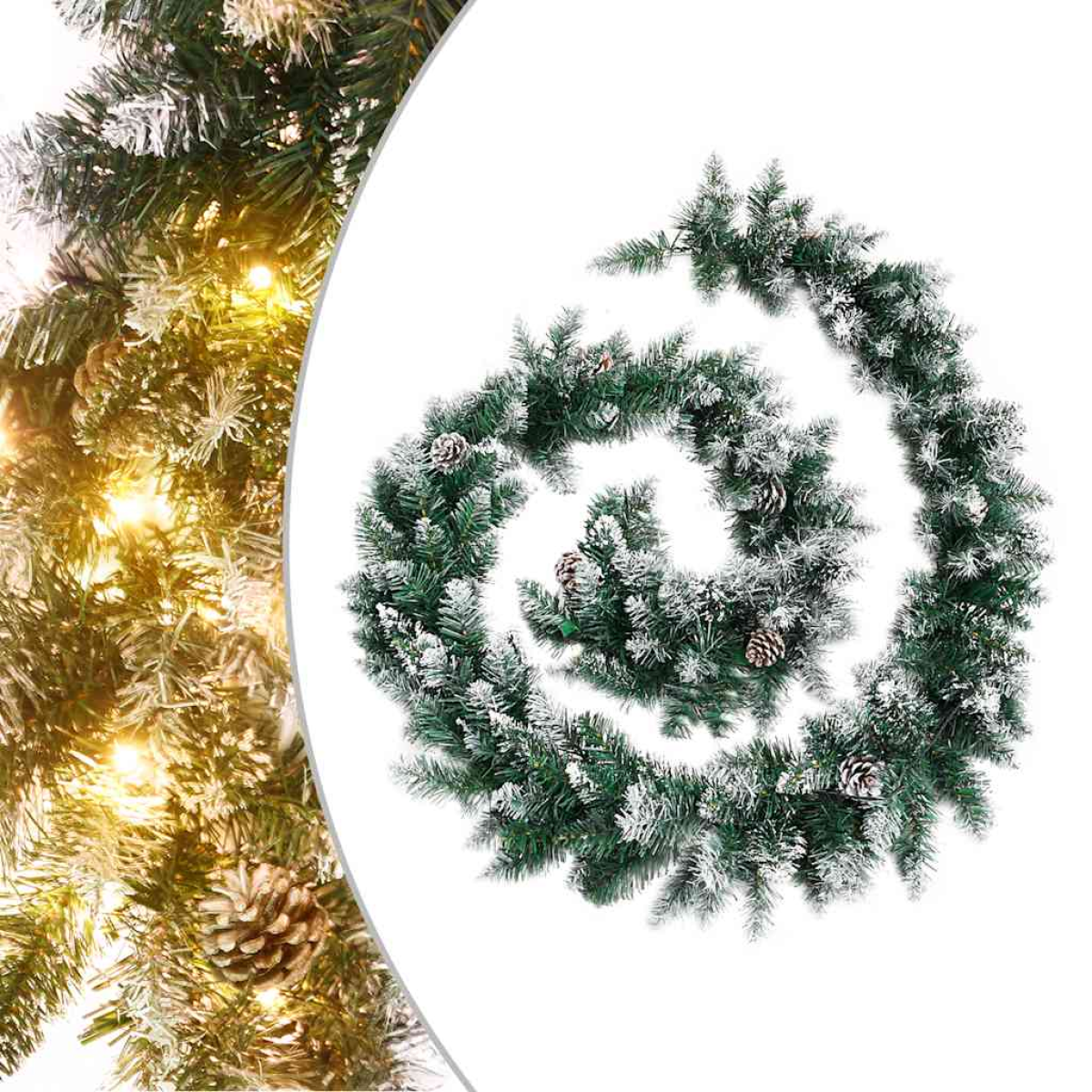 Green Vidaxl Christmas Garland With Led Lights 5.2 M Pvc