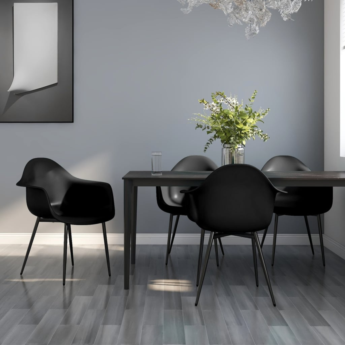 Black Vidaxl Dining Chairs 4 Pcs Pp