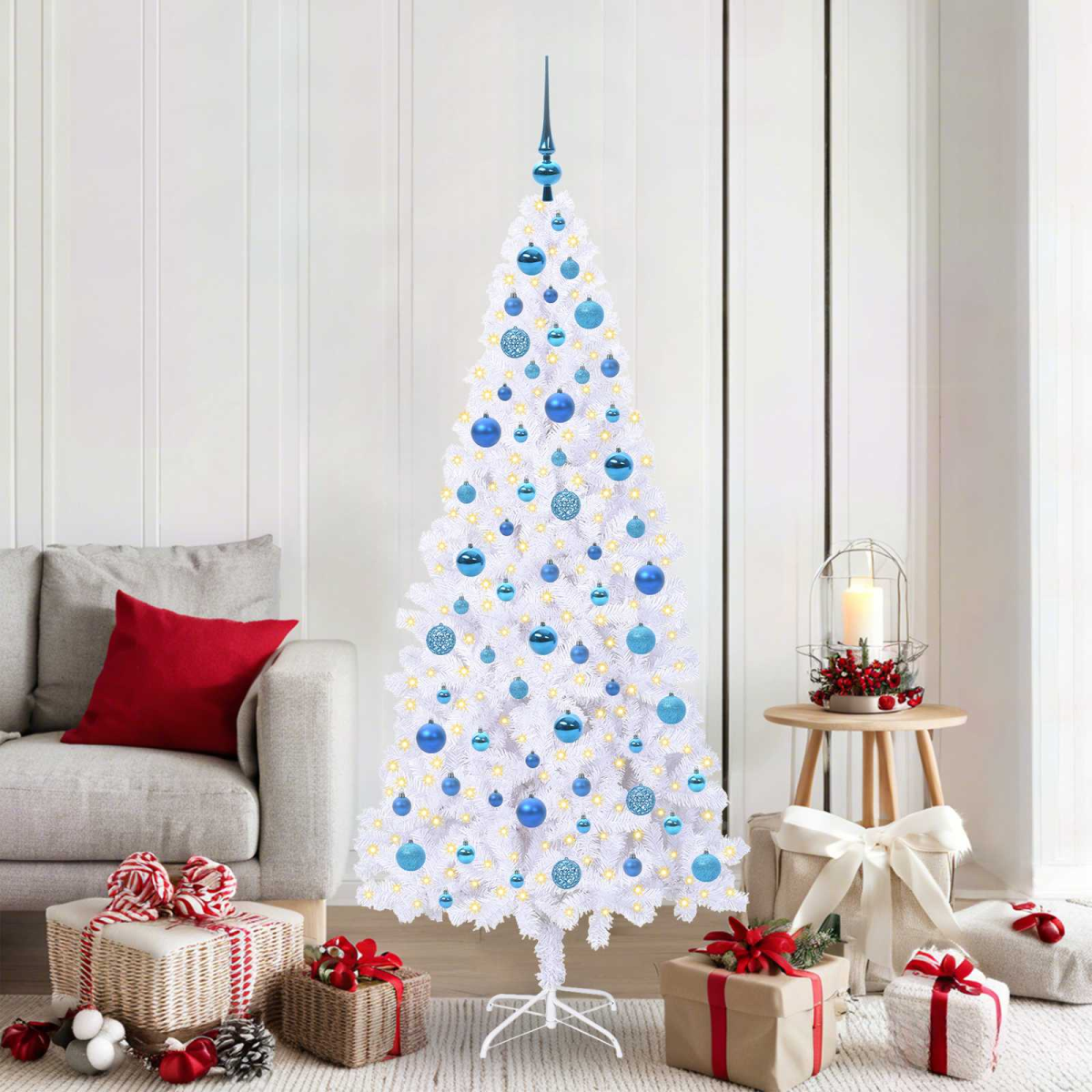 White Vidaxl Artificial Christmas Tree With Stand 180 Cm Pvc And Steel