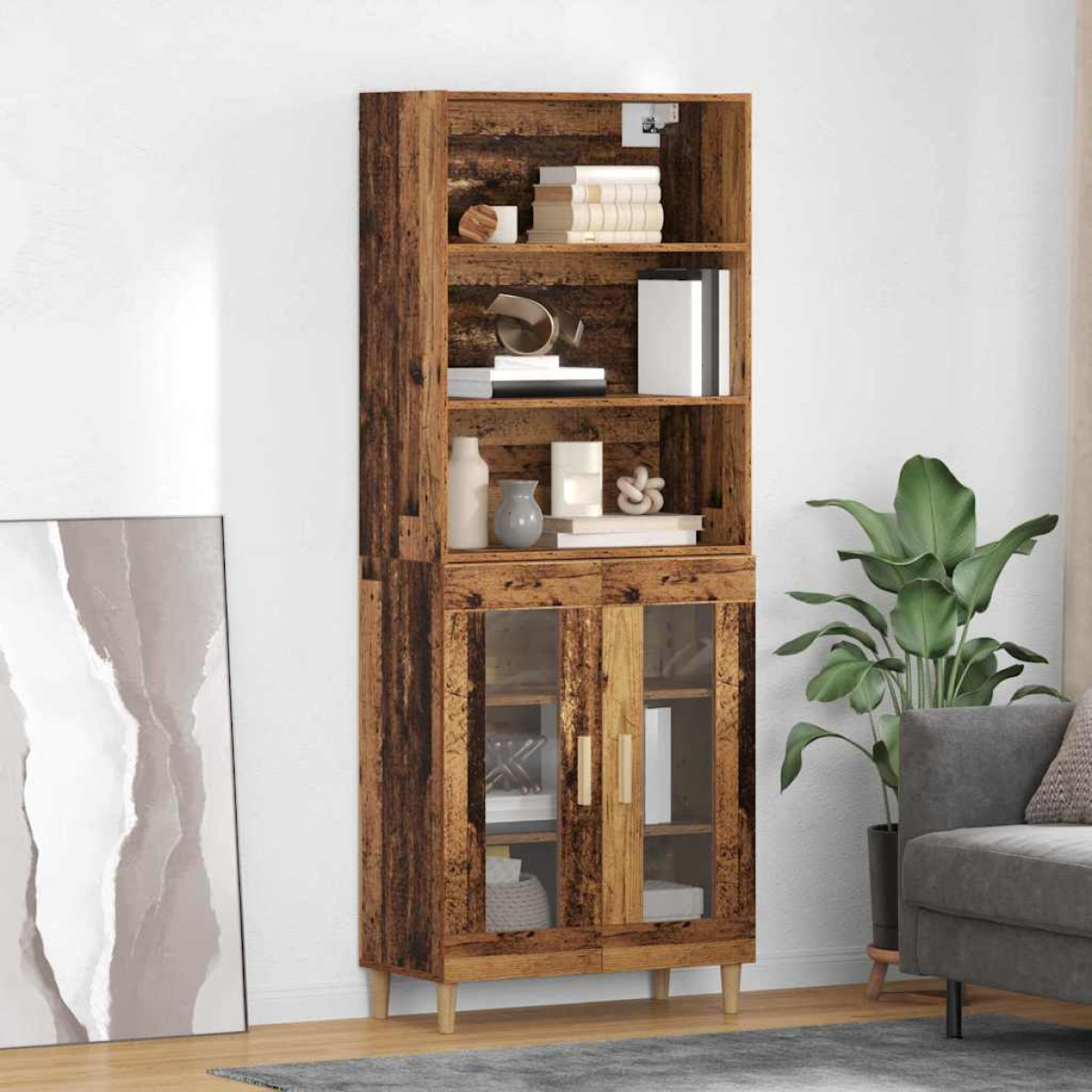 Vidaxl Highboard Old Wood 69.5 X 32.5 X 180 Cm Engineered Wood