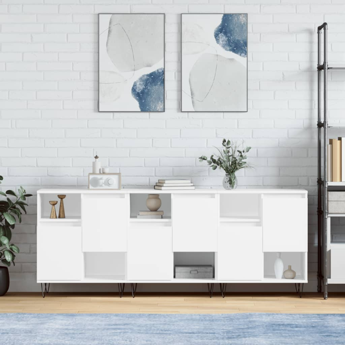 Vidaxl White Sideboards 3 Pcs Engineered Wood