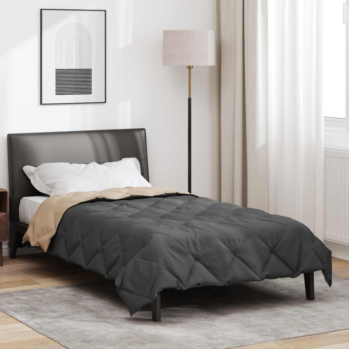 Vidaxl Anthracite Summer Duvet And Taupe 200 X 140 Cm Microfiber