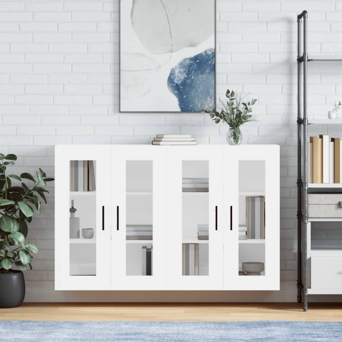Vidaxl White Wall Mounted Cabinets 2 Pcs Engineered Wood