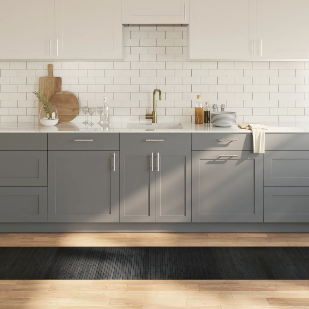 Photos - Area Rug VidaXL Rug Rectangular Grey 60x400 cm Bamboo 