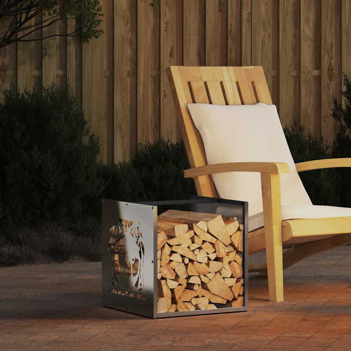 Photos - Fireplace Accessory VidaXL Firewood Rack 40x40x40 cm Stainless Steel 