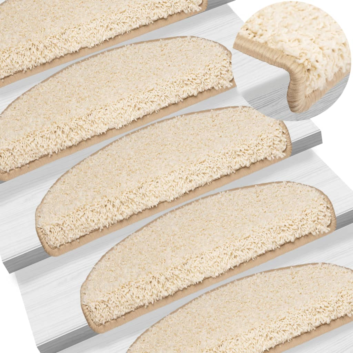 Cream Vidaxl Stair Mats 15 Pcs 65X21x4 Cm Half Round Large