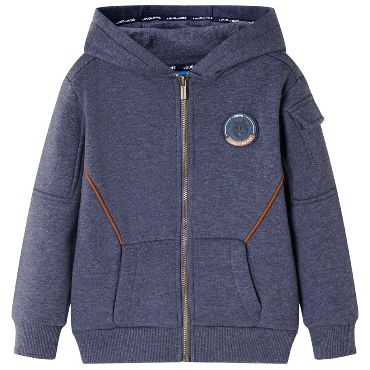 Vidaxl Dark/Blue Kids' Hooded Sweatshirt With Zip Melange 128