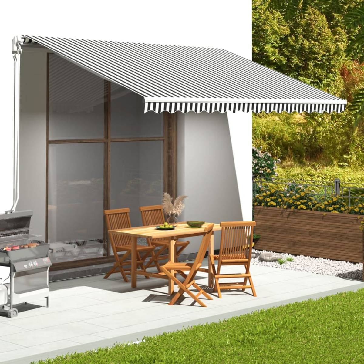 Photos - Other for Recreation VidaXL Replacement Fabric for Awning Anthracite and White 4.5x3 m
