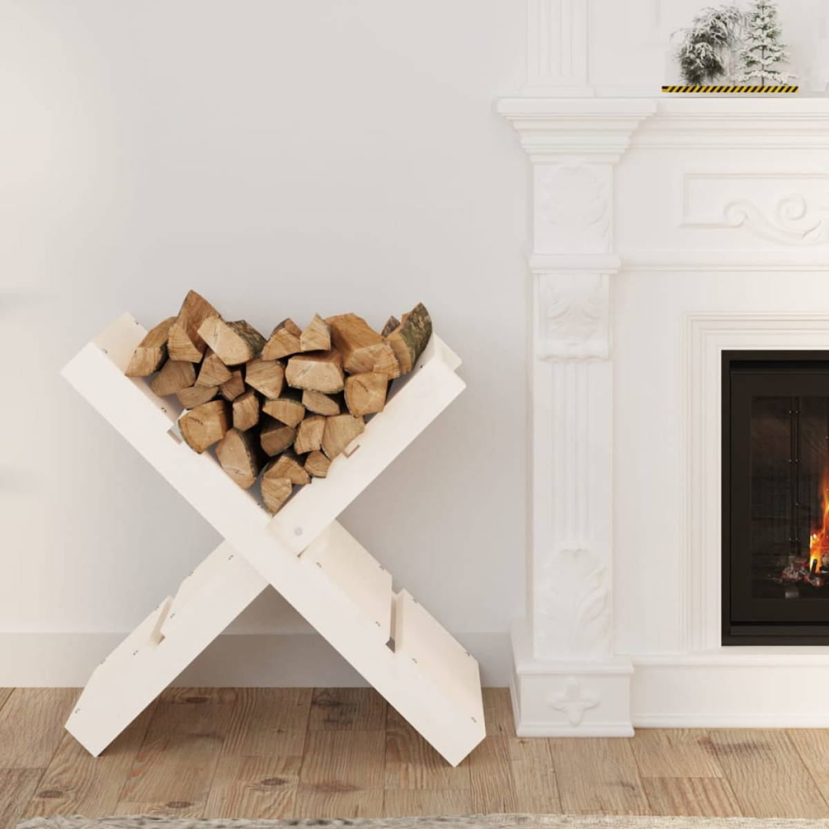 Photos - Fireplace Accessory VidaXL Log Holder White 47x39.5x48 cm Solid Wood Pine 