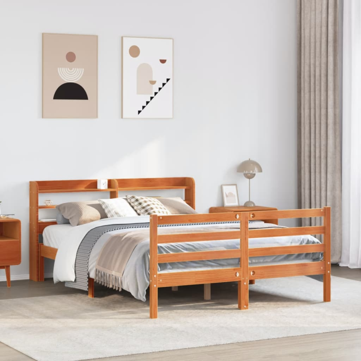 Vidaxl Brown Bed Frame Without Mattress Wax 160X200 Cm Solid Wood Pine