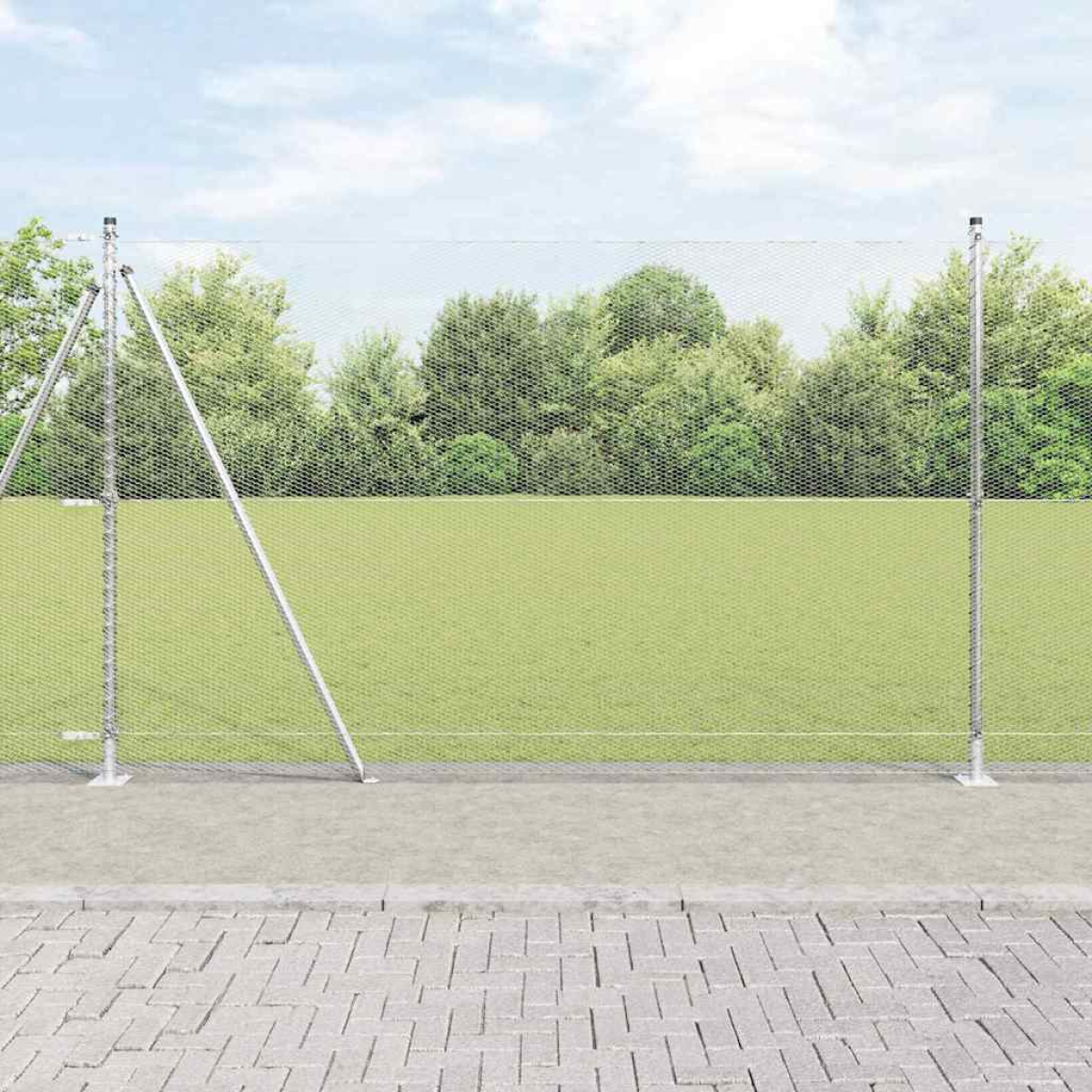 Silver Vidaxl Fence Post 50 X 1.5 M (13 Mm Mesh) Steel