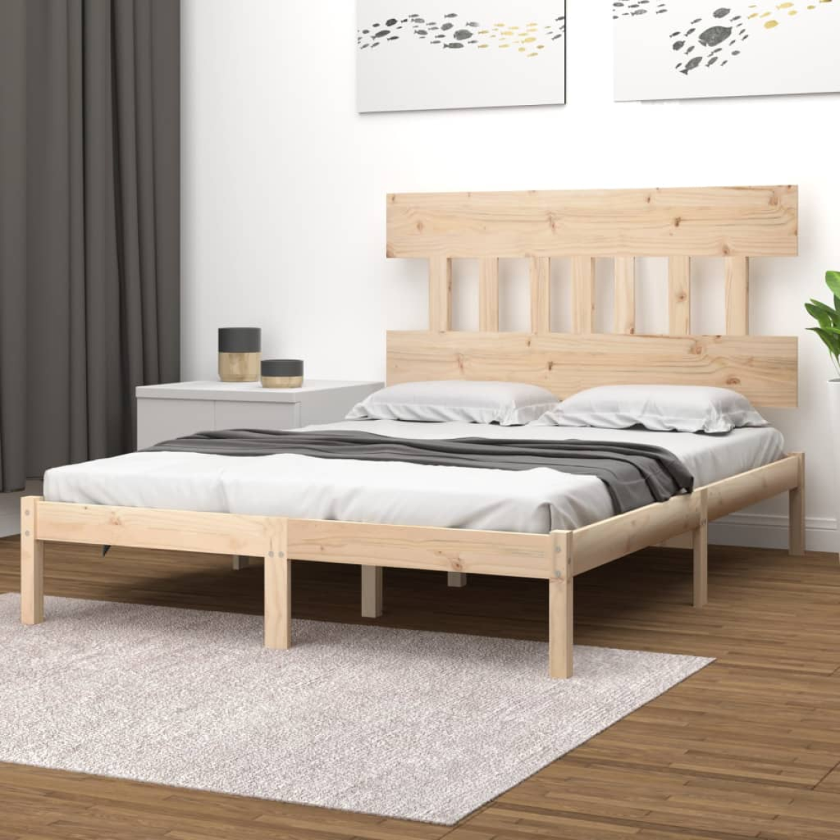 Vidaxl Grain Bed Frame Without Mattress 135X190 Cm Double Solid Wood