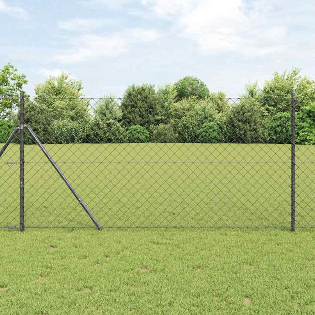 Grey Vidaxl Fence Post 10 X 1.2 M (60 X 60 Mm Mesh) Steel And Pvc