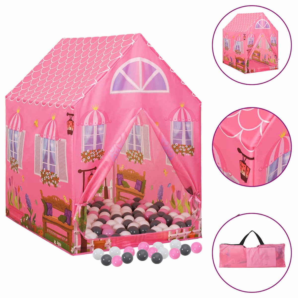 Vidaxl Pink Children Play Tent With 250 Balls 69X94x104 Cm