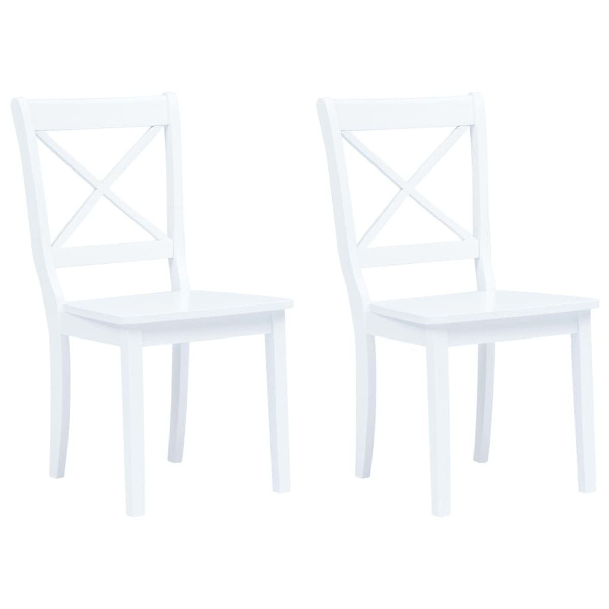 White Vidaxl Dining Chairs 2 Pcs Solid Rubber Wood