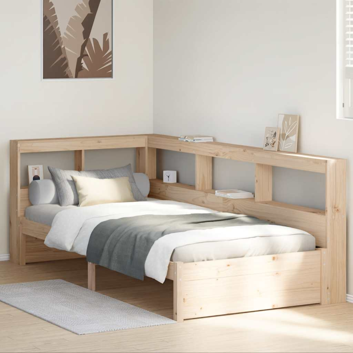 vidaXL Bookcase Bed without Mattress 75x190 cm Solid Wood Pine