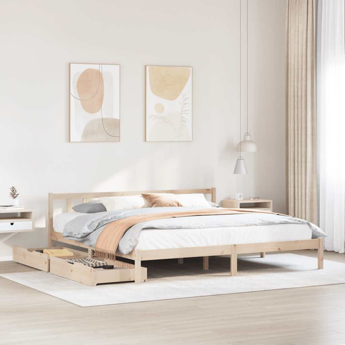 Vidaxl Bed Frame Without Mattress 200X200 Cm Solid Wood Pine