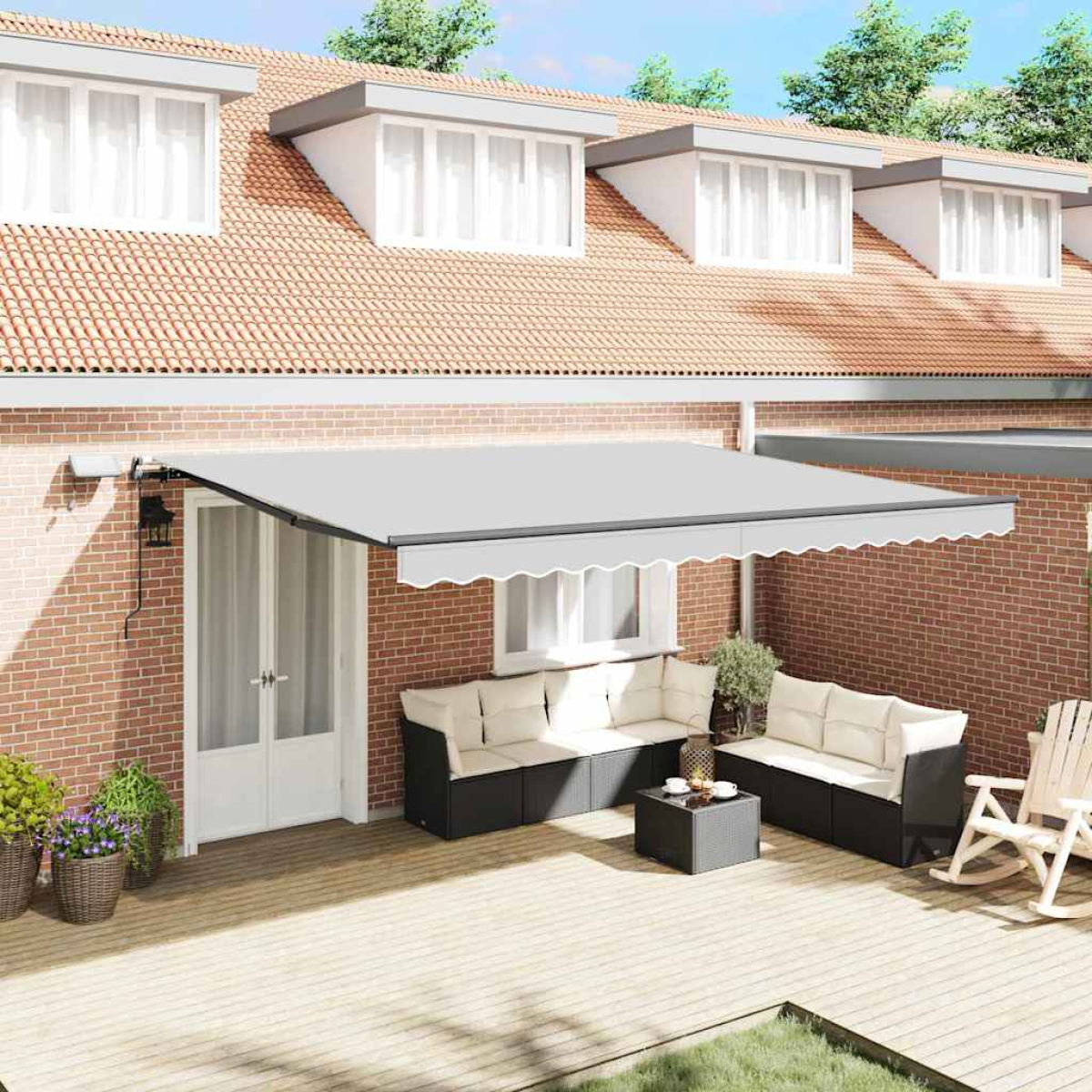 Anthracite Vidaxl Awning Frame Manual 400 X 300 Cm Aluminium