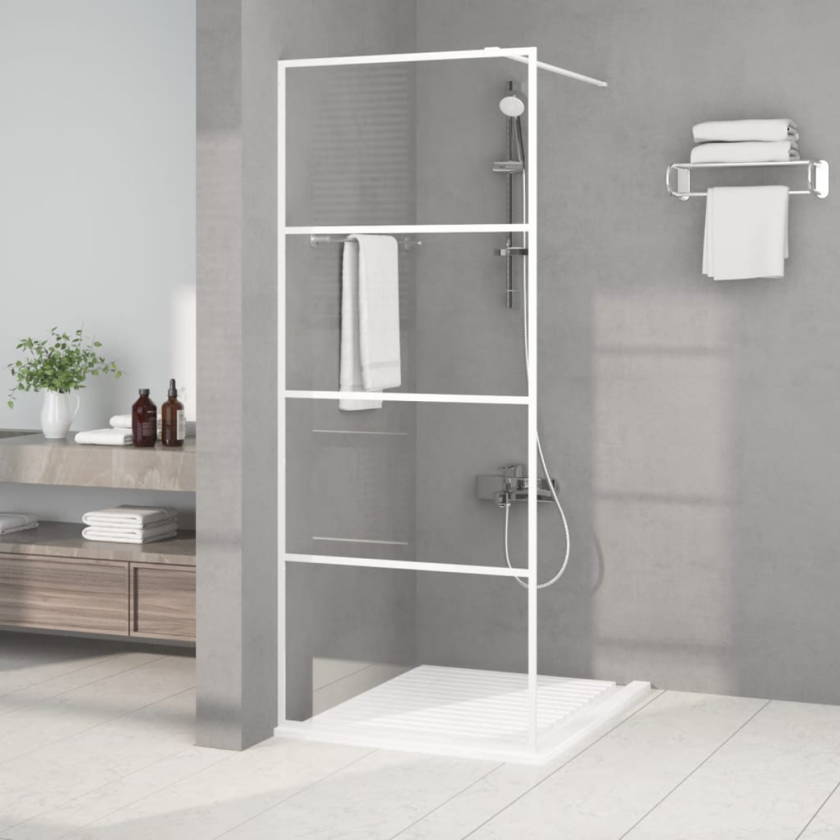 Vidaxl White Walk-In Shower Wall 80X195 Cm Clear Esg Glass