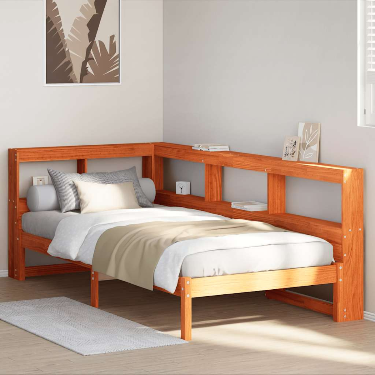 Vidaxl Brown Bookcase Bed Without Mattress Wax 75X190 Cm Solid Wood Pine
