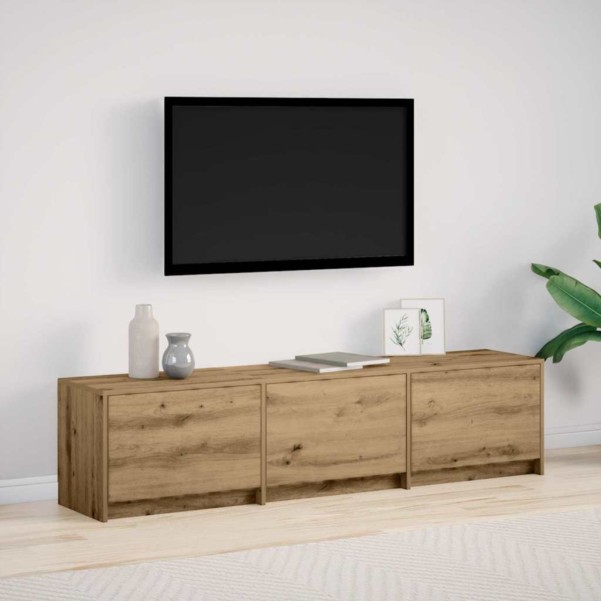 Light Vidaxl Tv Cabinet With Leds With Drawer Artisian Oak 165 X 34 X 40 Cm