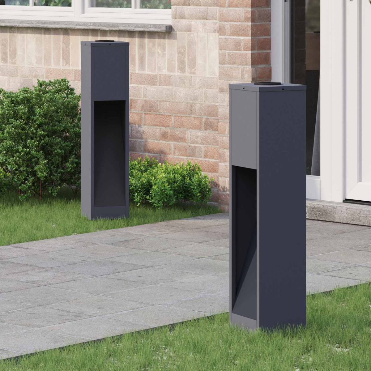 Vidaxl Light/Anthracite Solar Led Pathway 2 Pcs Cold Rolled Steel